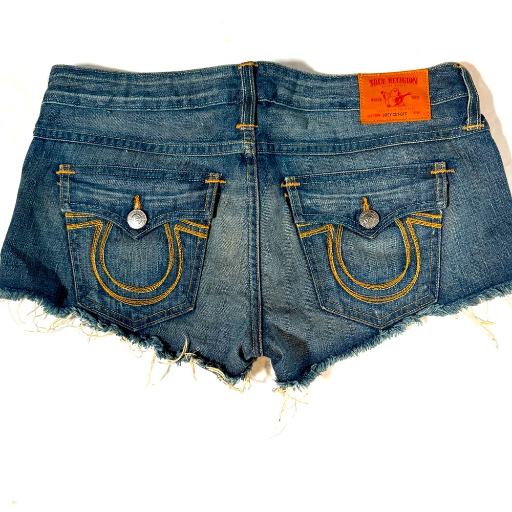 TRUE RELIGION Women's Joey Blue Denim Cutoff Shorts